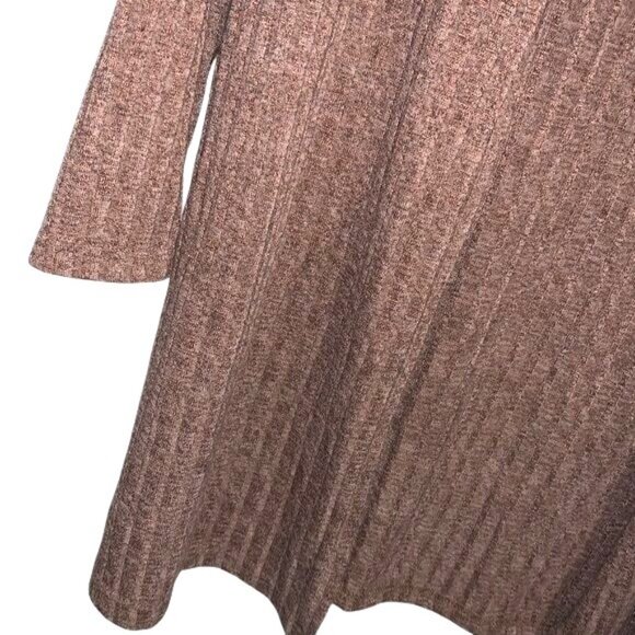Brown Ribbed 2-Piece Set: Long Cardigan & Top - Size S - Picture 5 of 10